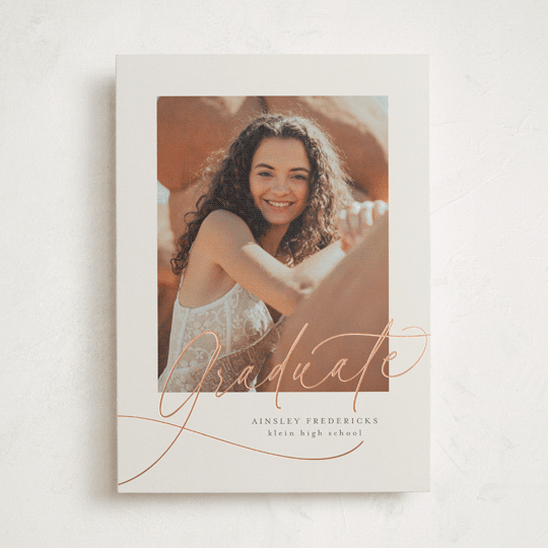 "Simply Side Scripted" - Graduation Announcements in Latte by Jackie Crawford - Front