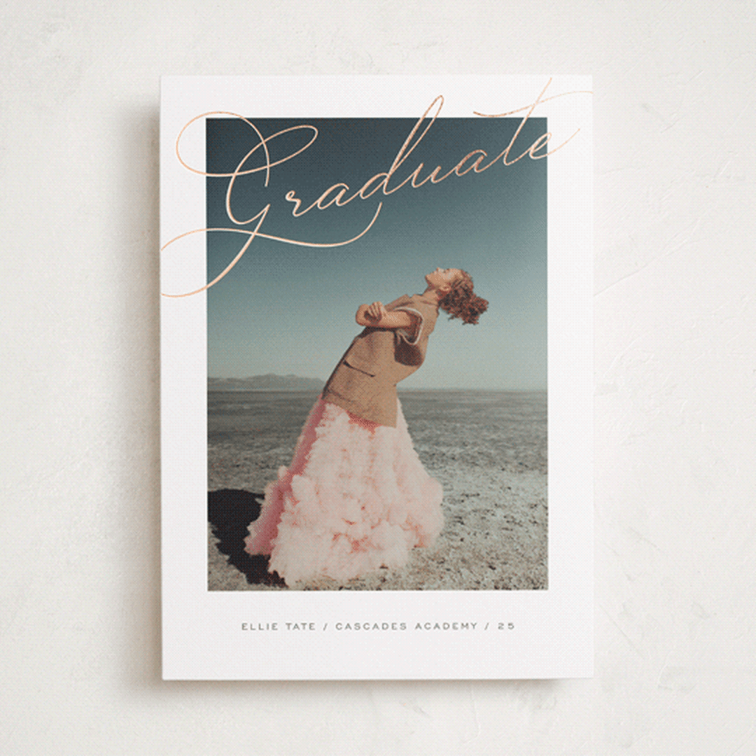 "Timeless Script" - Graduation Announcements in Cotton by Susan Zinader - Front