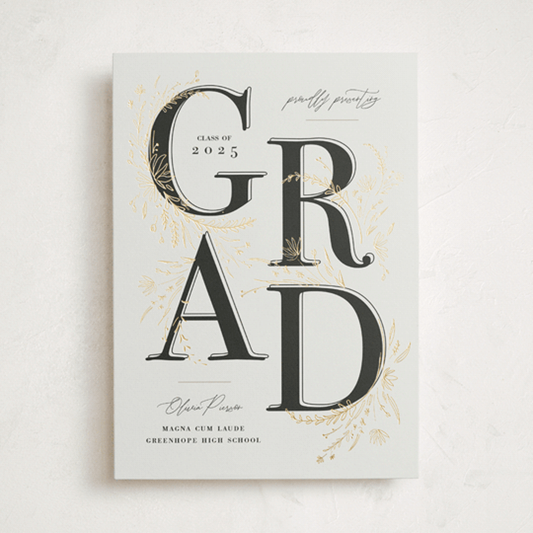 "Floral Flourish" - Graduation Announcements in Ecru by Corie Page - Front