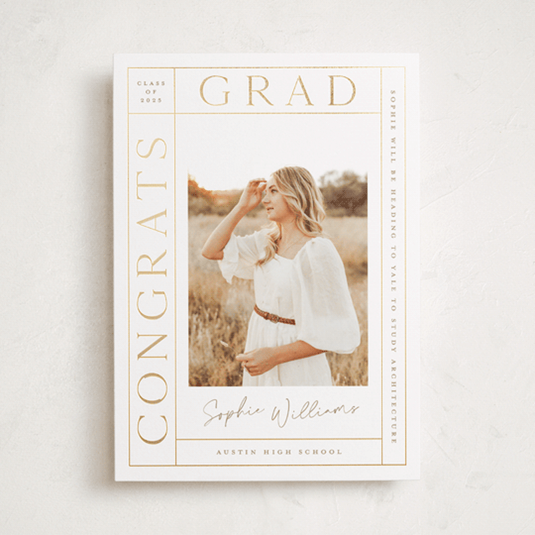 "Grad Grid" - Graduation Announcements in Snow by Sarah Curry - Front