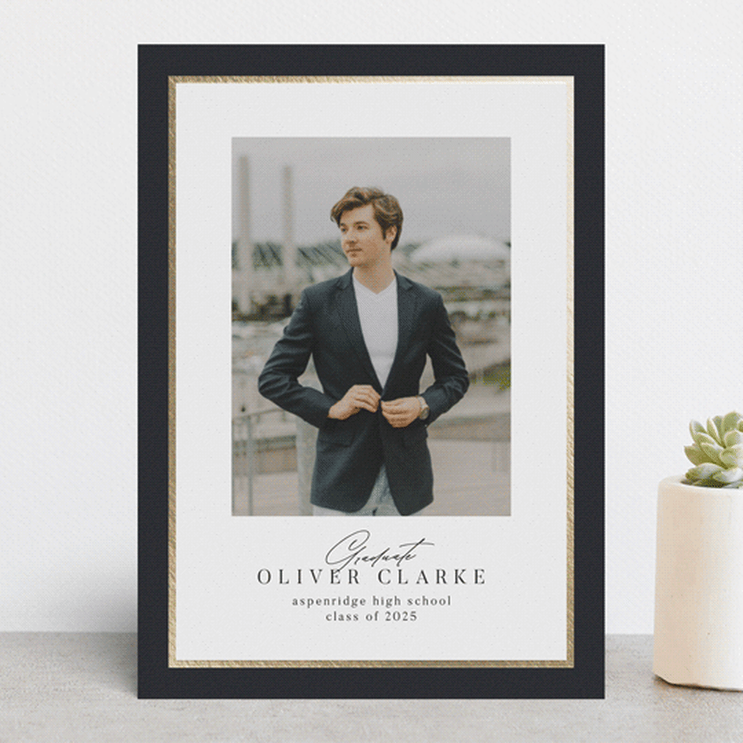 "Classic Edge" - Graduation Announcements in Midnight by Nicole Walsh - Front