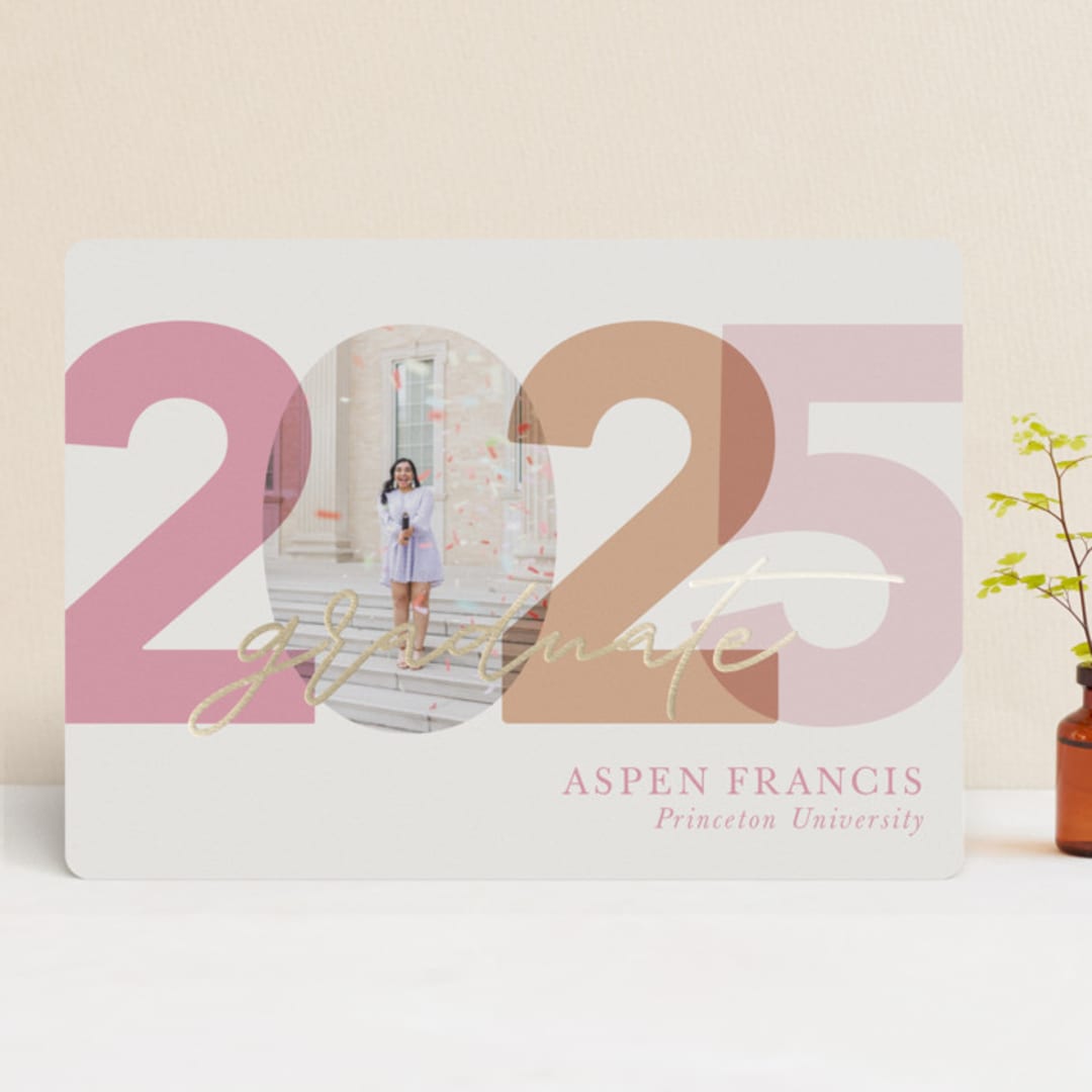 "block print" - Graduation Announcements in Blush by Carolyn Hunt - Front