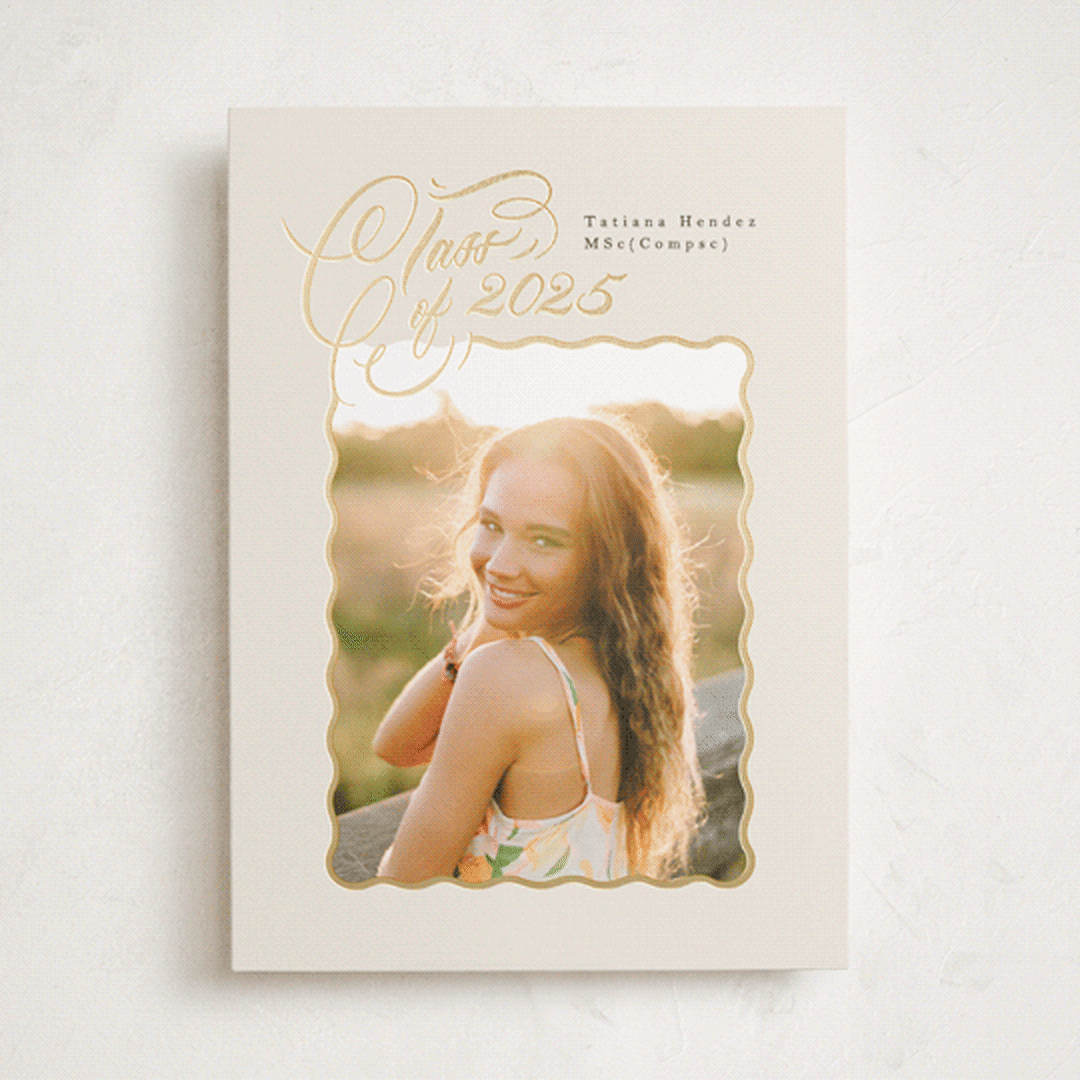 "gilded wave frame" - Graduation Announcements in Vanilla by Phrosné Barwood - Front