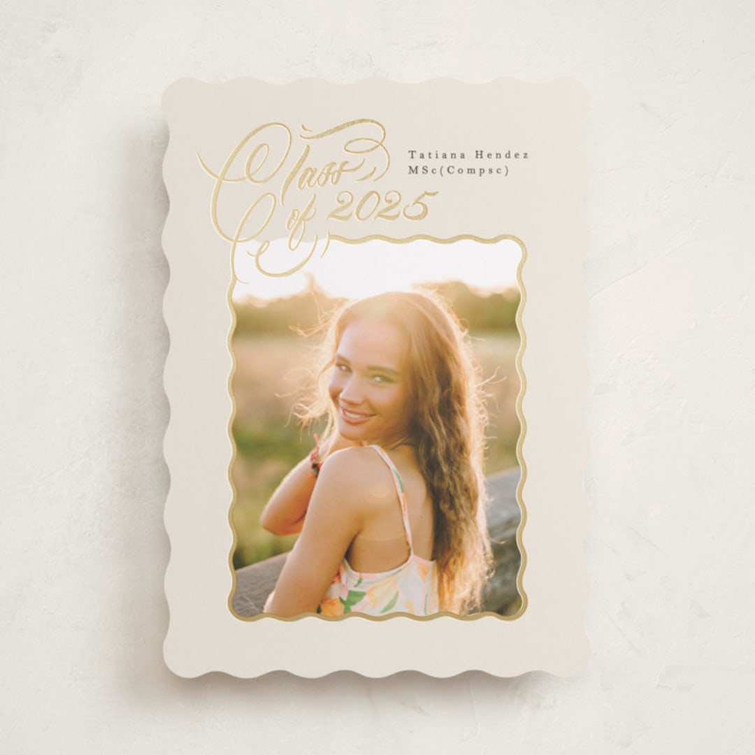 "gilded wave frame" - Graduation Announcements in Vanilla by Phrosné Barwood - Front