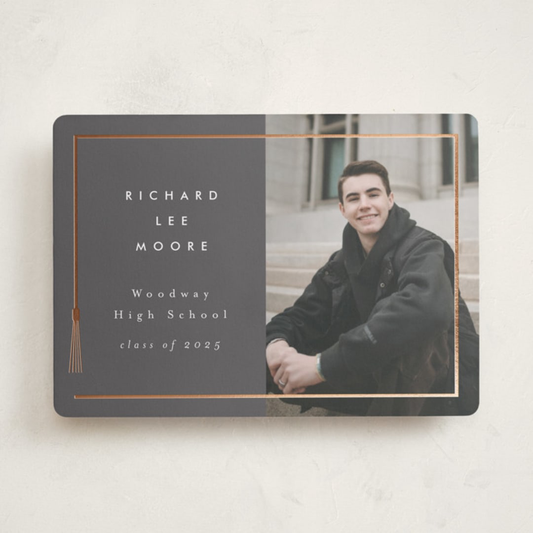 "Tassel Framed" - Graduation Announcements in Charcoal by AK Graphics - Front