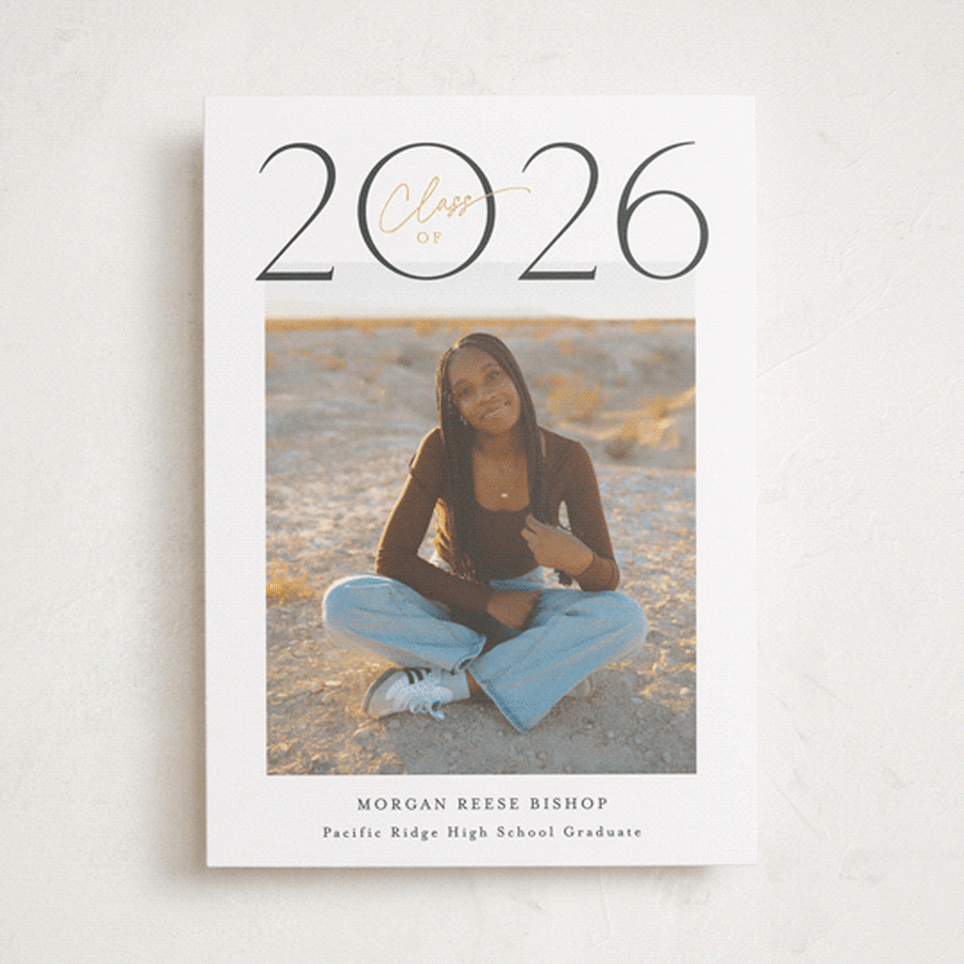 "Top of Class" - Graduation Announcements in Charcoal by Carolyn MacLaren - Front