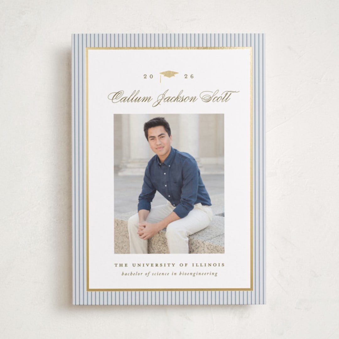 "Pinstripe Classic" - Graduation Announcements in Granite by Laura Hankins - Front