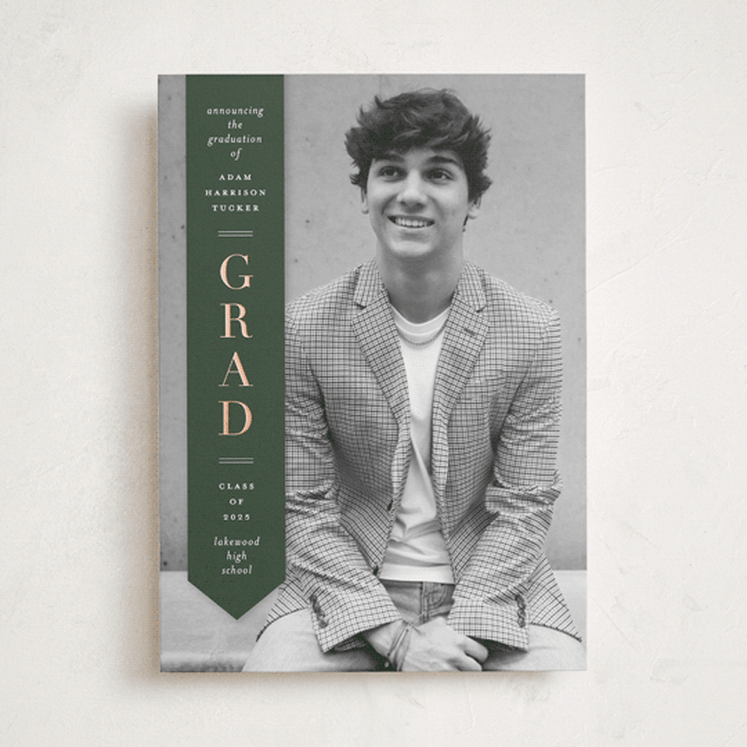 "Classic Sash" - Graduation Announcements in Pine by Lauren Chism - Front