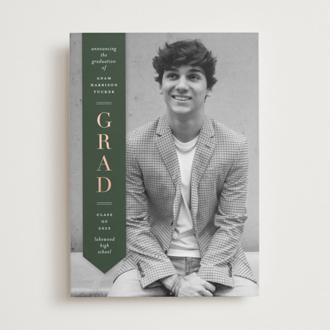 "Classic Sash" - Graduation Announcements in Pine by Lauren Chism - Front