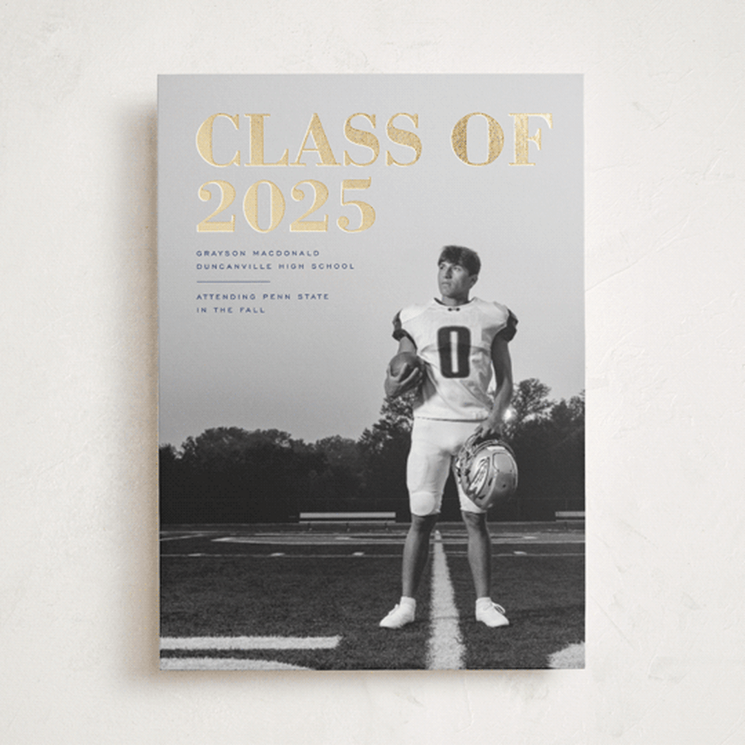 "Bold Headline" - Graduation Announcements in Midnight by Emily Sabol Goss - Front