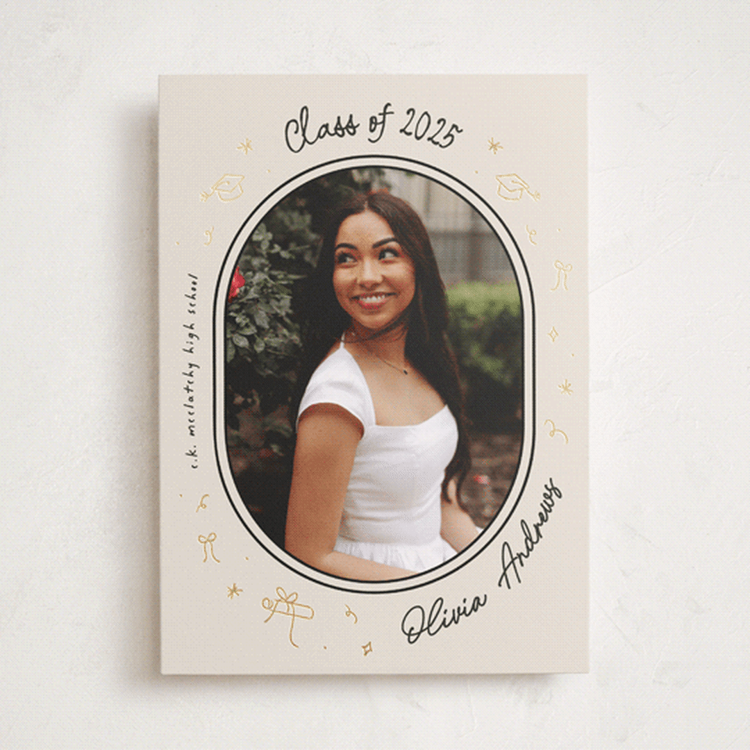 "Illustrated Grad" - Graduation Announcements in Onyx by Ashley Iwafuchi - Front