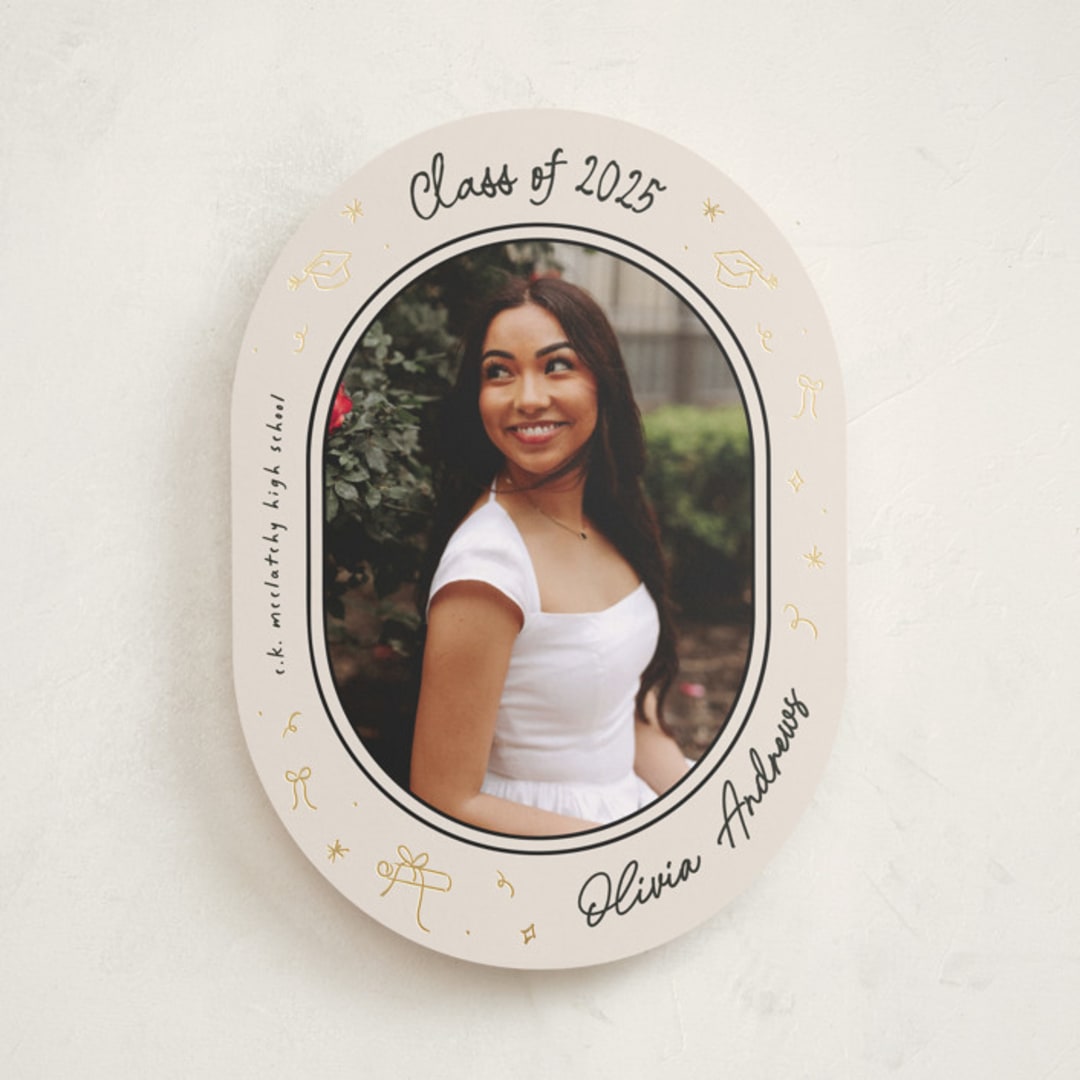"Illustrated Grad" - Graduation Announcements in Onyx by Ashley Iwafuchi - Front
