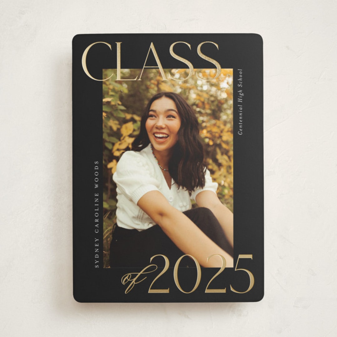 "Scholarly Surround" - Graduation Announcements in Licorice by Jessica Williams - Front