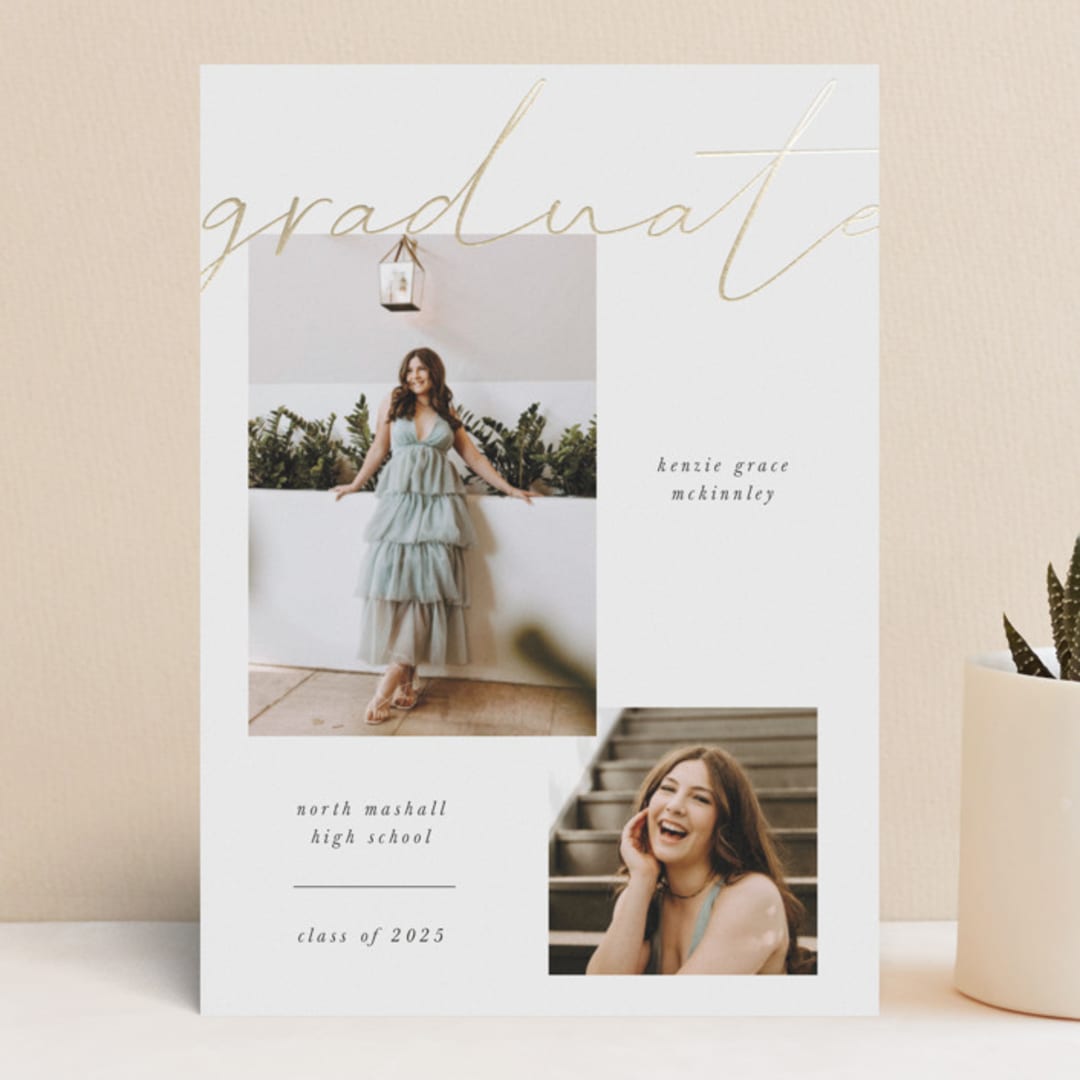 "Simple + Script" - Graduation Announcements in Chalkboard by Kelly Watkins - Front