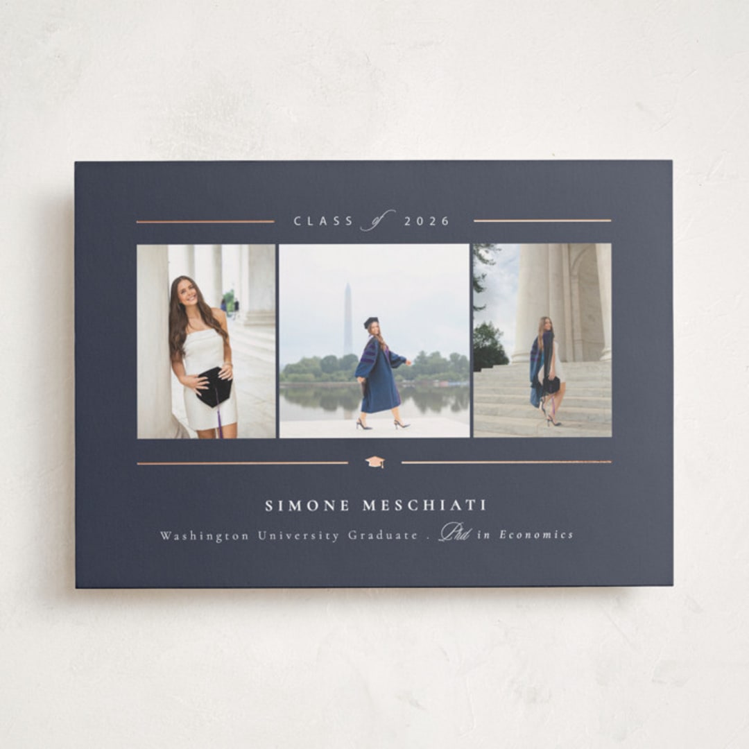 "Class Act" - Graduation Announcements in Sapphire by Corinne Malesic - Front