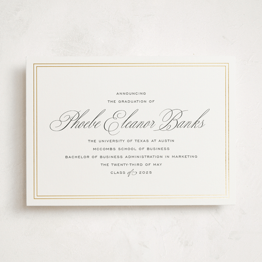 "Scholarly Charm" - Graduation Announcements in Inkwell by Megan Davis - Front