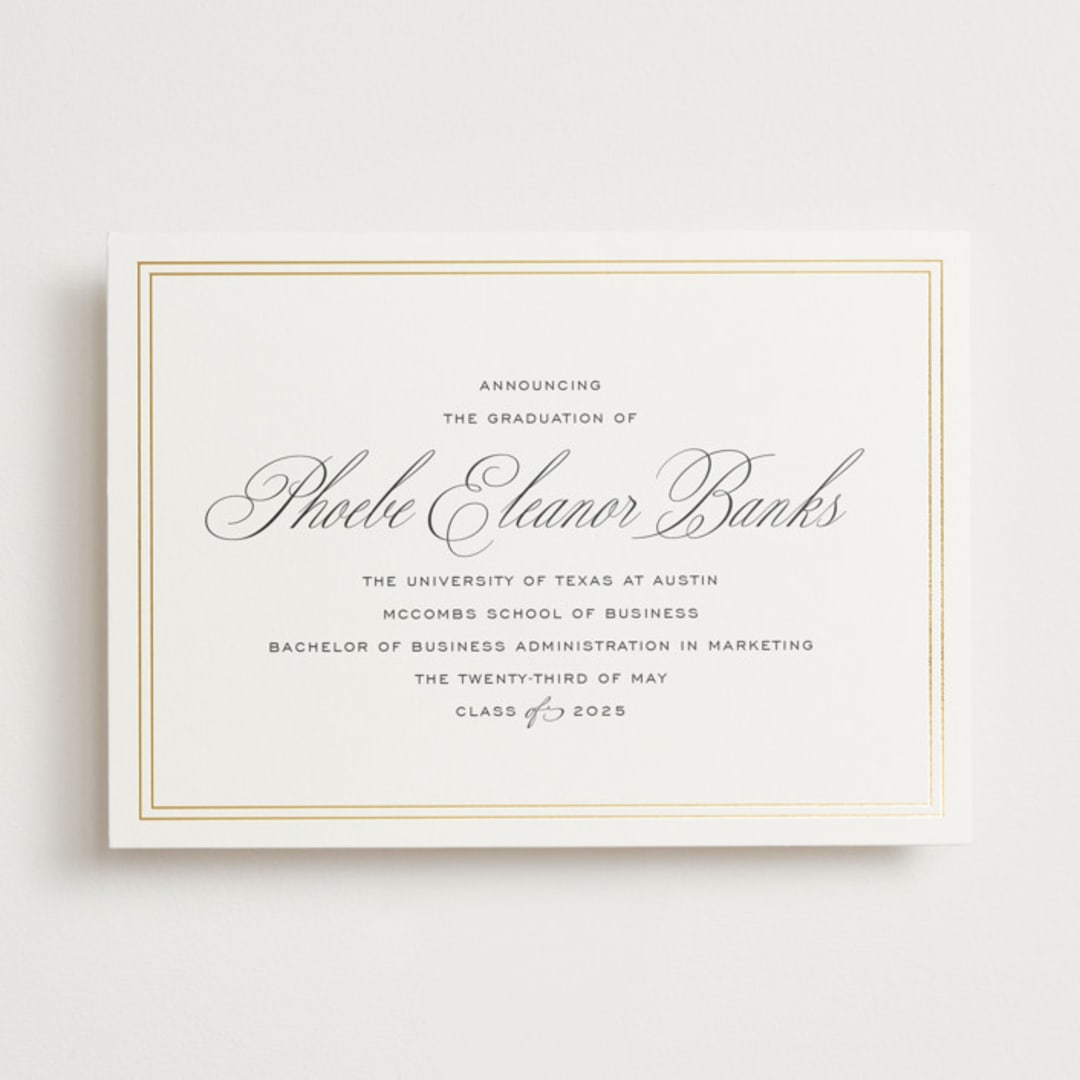 "Scholarly Charm" - Graduation Announcements in Inkwell by Megan Davis - Front