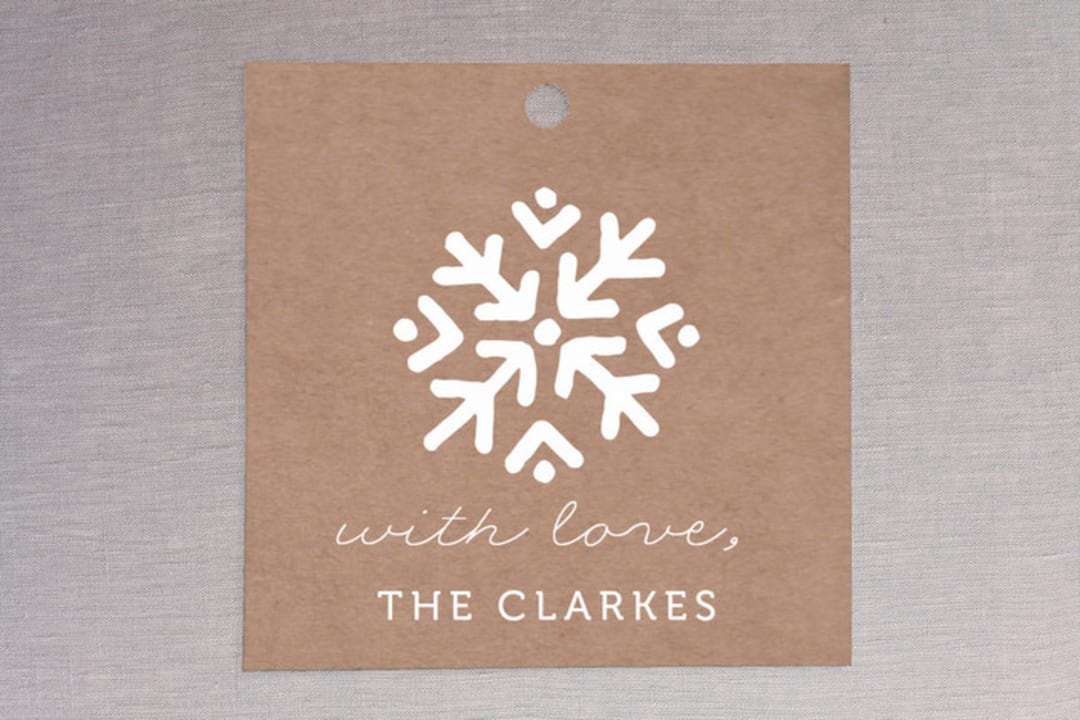 "Snowflake Squares" - Gift Tags in Kraft by Kelly Nasuta - Front