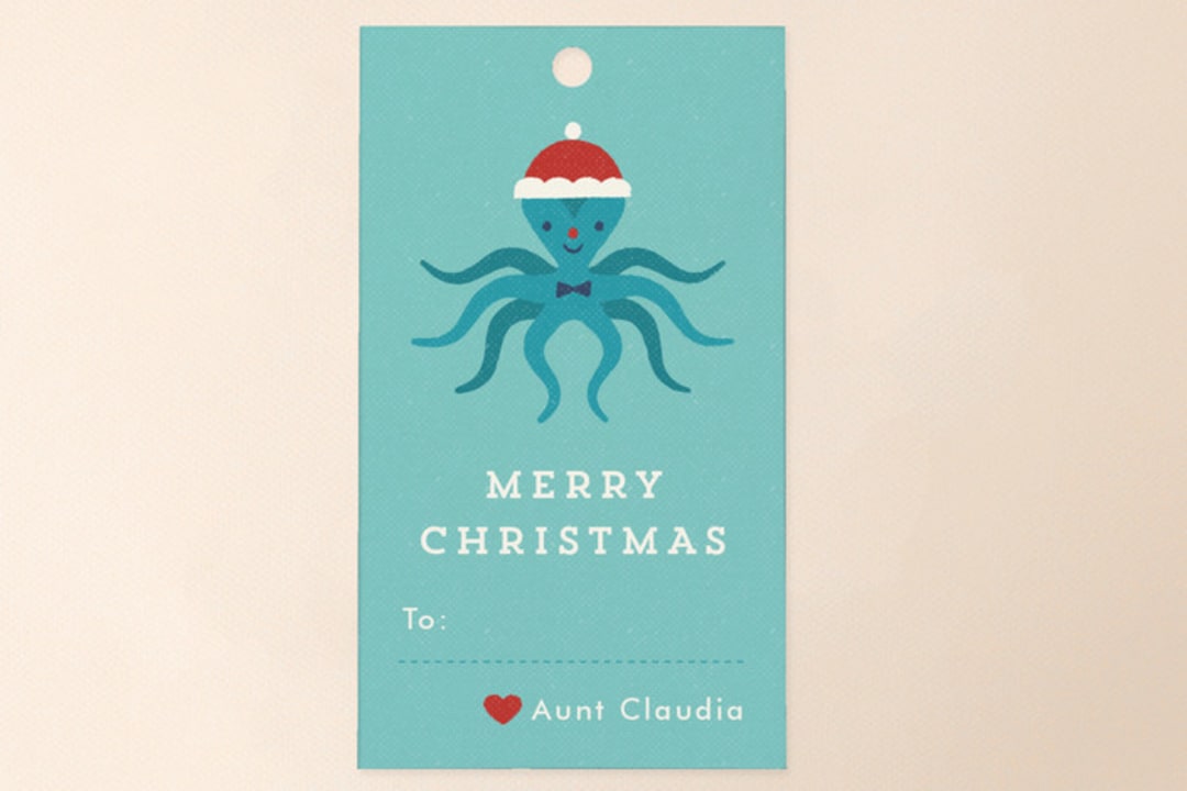 "Under The Sea Christmas" - Gift Tags in Turquoise by Bob Daly - Front