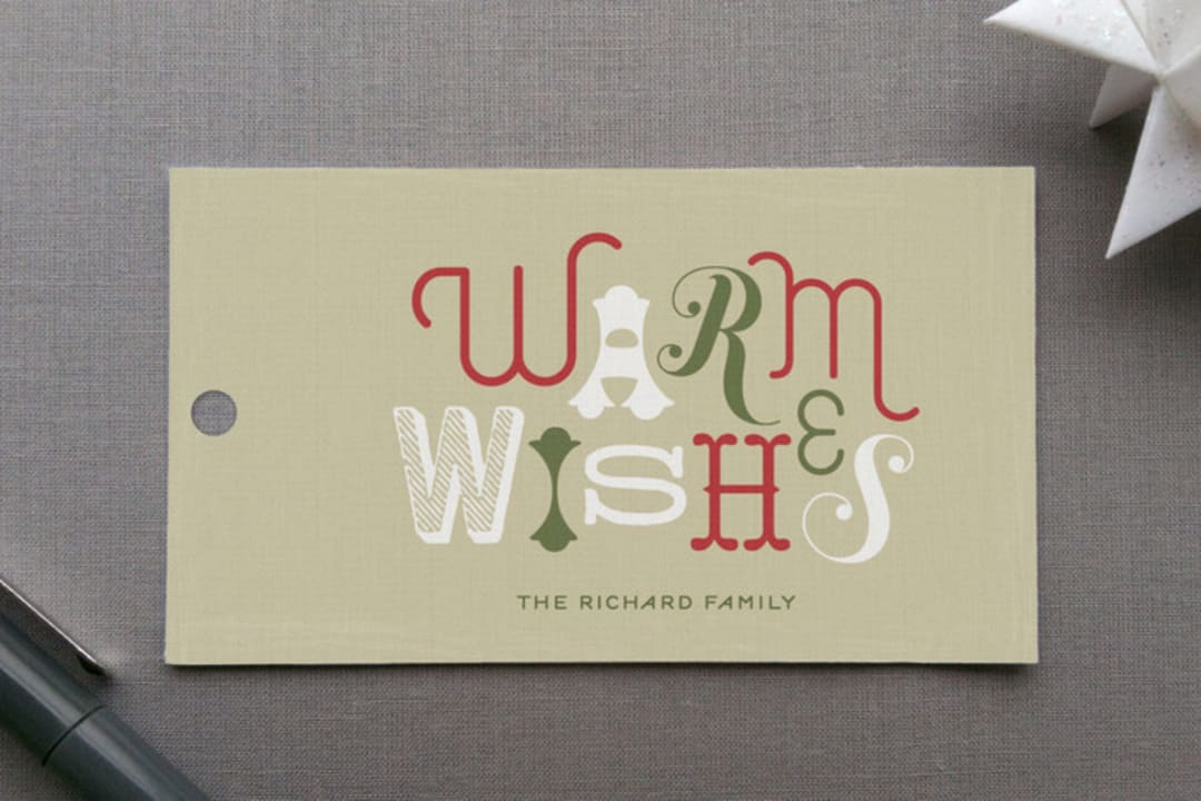 "Rustic Wishes" - Gift Tags in Wintergreen by Lauren Chism - Front