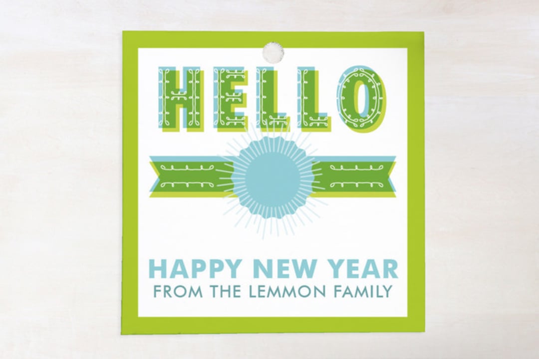 "Big Hello" - Gift Tags in Limeade by Susie Allen - Front