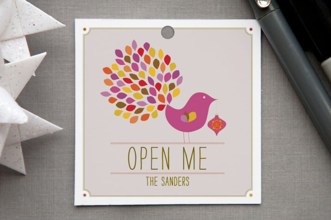 "Open Me!" - Gift Tags in Magenta by Bonjour Paper - Front