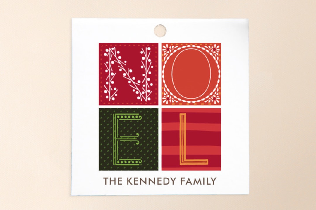 "Quilted" - Gift Tags in Crimson by Griffinbell Paper Co. - Front