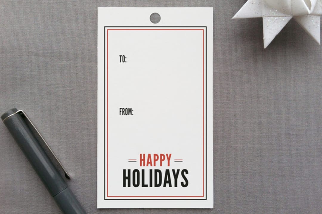 "Year in a Nutshell" - Gift Tags in Crimson by WHALEN - Front