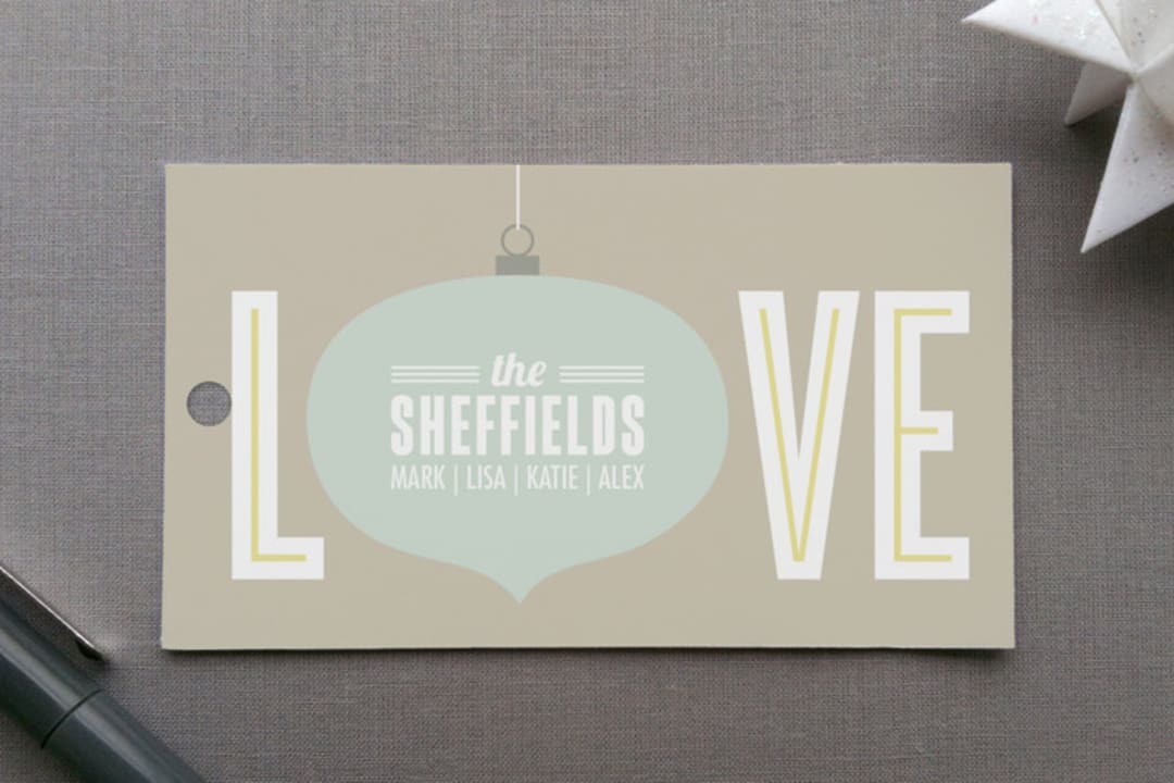 "joy and love" - Gift Tags in Sea Glass by Lori James - Front