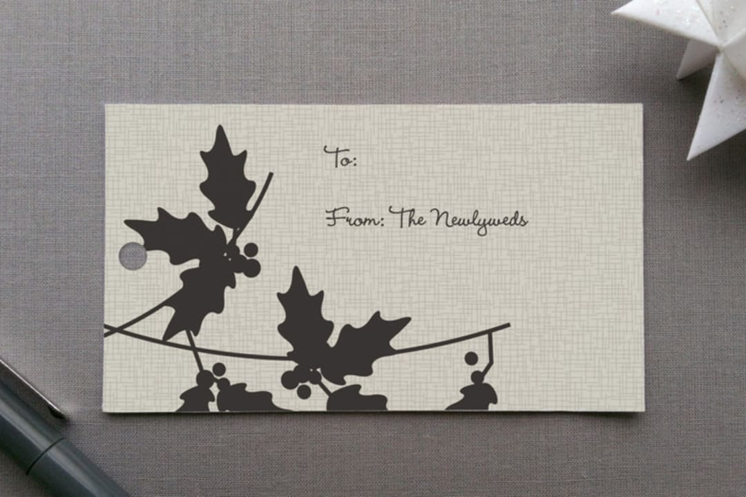 "Mistletoe" - Gift Tags in Dusty Pinecone by Marabou Design - Front