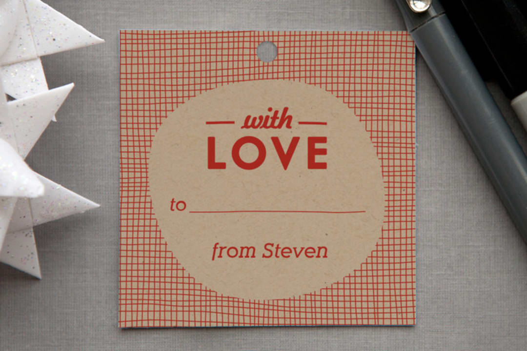 "Meshed with Love" - Gift Tags in Red Rose by Monica Tuazon - Front