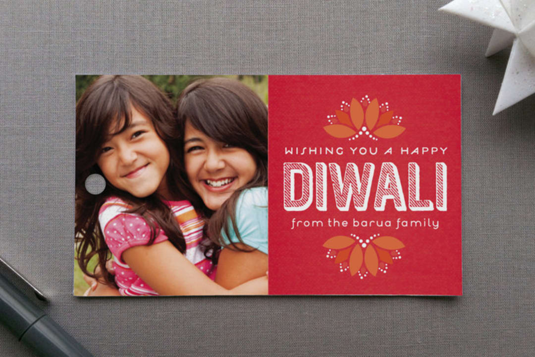 "Chic Rangolis" - Gift Tags in Pomegranate by Lauren Chism - Front