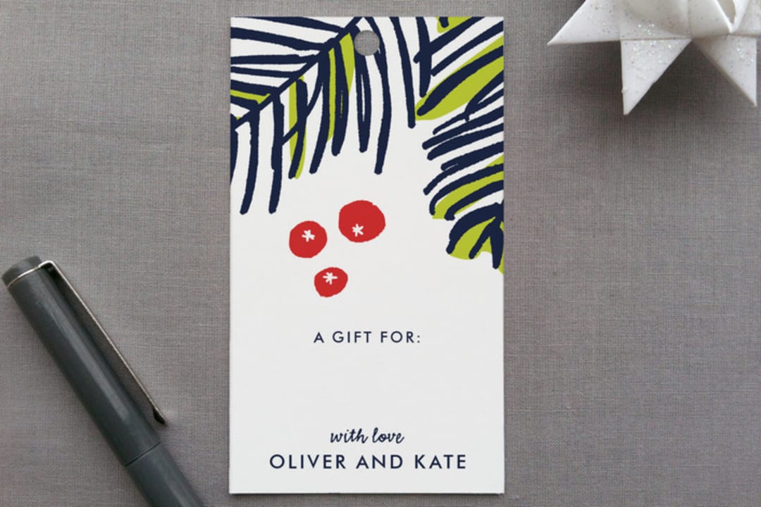 "Modern Pine" - Gift Tags in Navy by Oscar and Emma - Karly Depew - Front