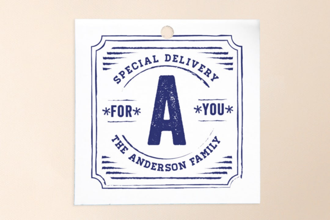 "Vintage Post" - Gift Tags in Navy by Tanya Lee of Frooted Design - Front