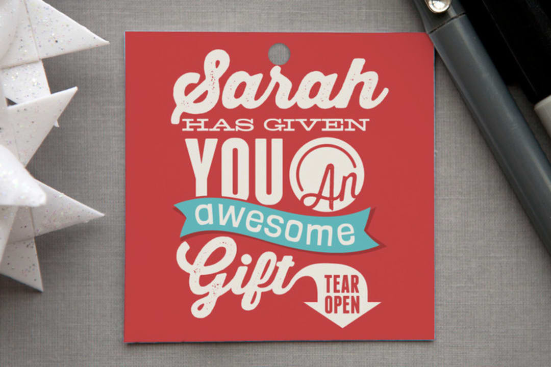"Awesome Gift" - Gift Tags in Holly by GeekInk Design - Front