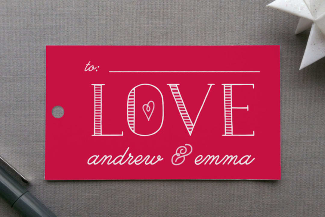 "Bold Love" - Gift Tags in Poppy by Christina Novak - Front