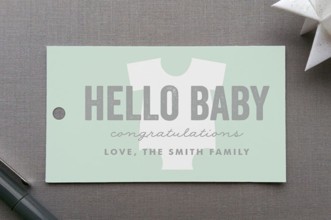 "All Baby" - Gift Tags in Mint by Lauren Chism - Front