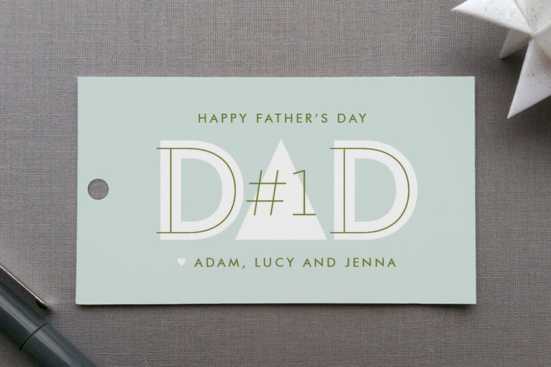 "DAD" - Gift Tags in Sky by Lauren Chism - Front
