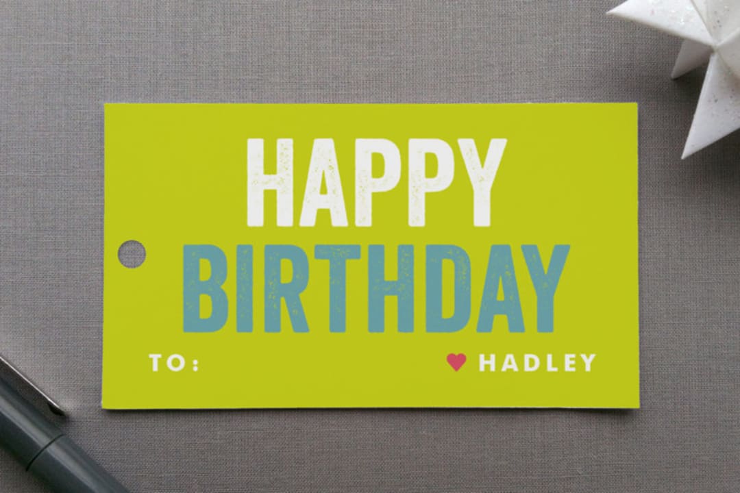 "Colorful Birthday" - Gift Tags in Sour Apple by Lauren Chism - Front