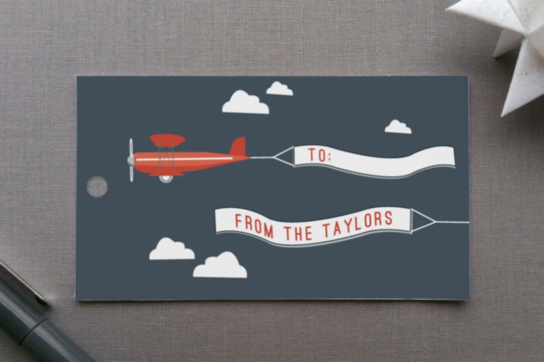 "In Flight" - Gift Tags in Navy by R studio - Front