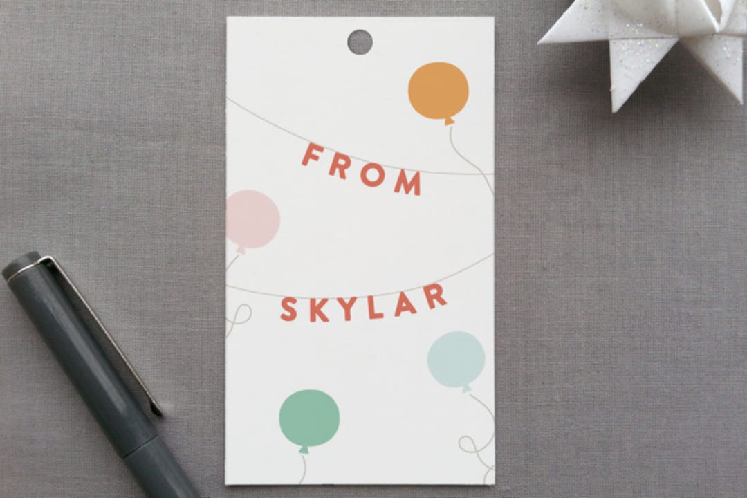 "Birthday Bunting" - Gift Tags in Pomegranate by Jennifer Wick - Front