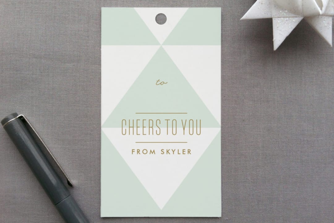 "Geo-Minimal" - Gift Tags in Mint by Lauren Chism - Front