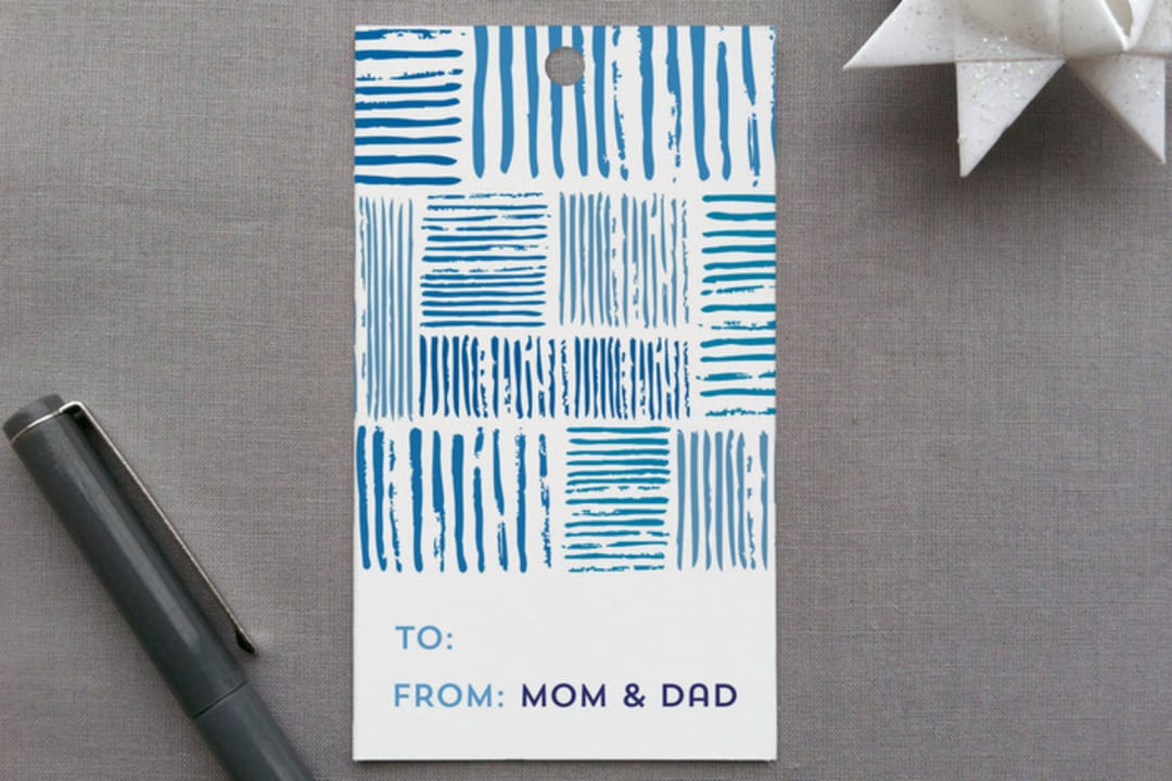 "Woven Stripes" - Gift Tags in Blue Skies by hannahcloud DESIGN - Front
