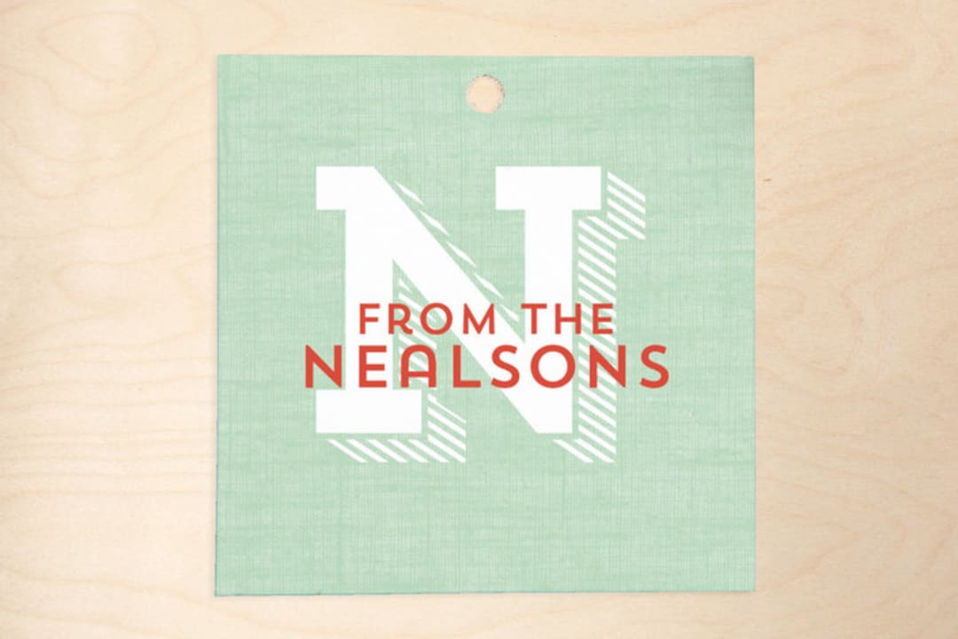 "Rustic Monogram" - Gift Tags in Mint by Keen Peachy - Front