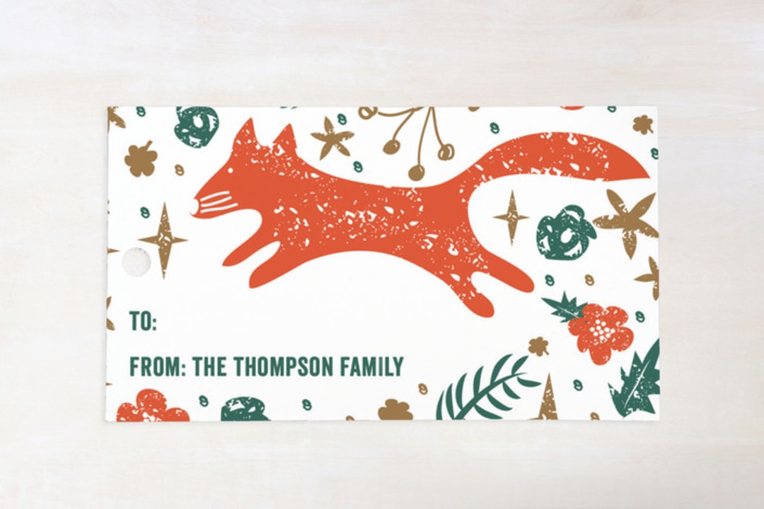 "Fox De Noel" - Gift Tags in Evergreen by Bonjour Paper - Front