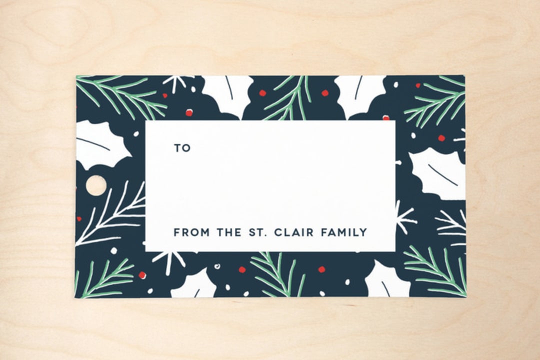 "Ornamental" - Gift Tags in Blueberry by Katie Wahn - Front