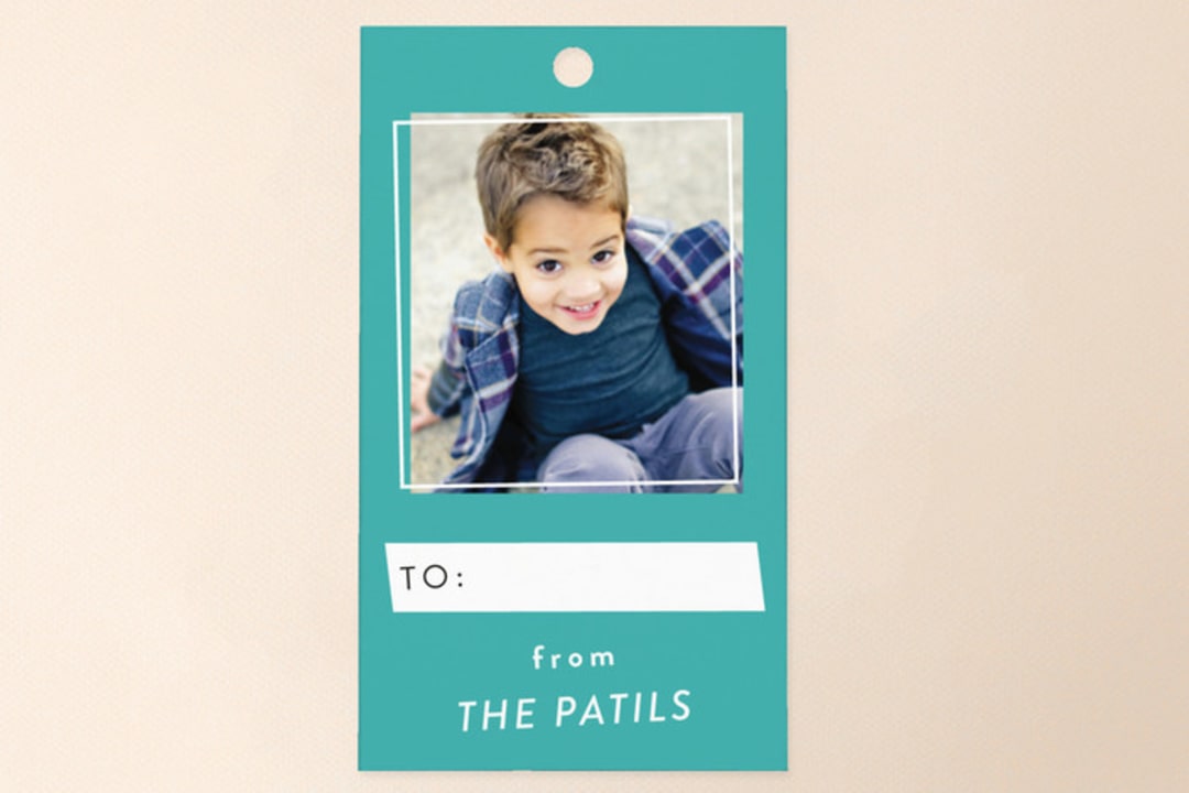 "Overlapping" - Gift Tags in Aqua by Iwona K - Front