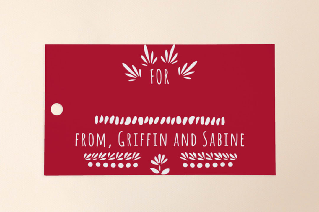 "Birds And Flowers" - Gift Tags in Cardinal by Leanne Friedberg - Front