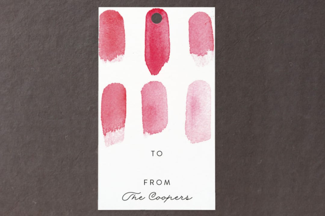 "Dabbed Watercolor" - Gift Tags in Cherry by Liz Conley - Front