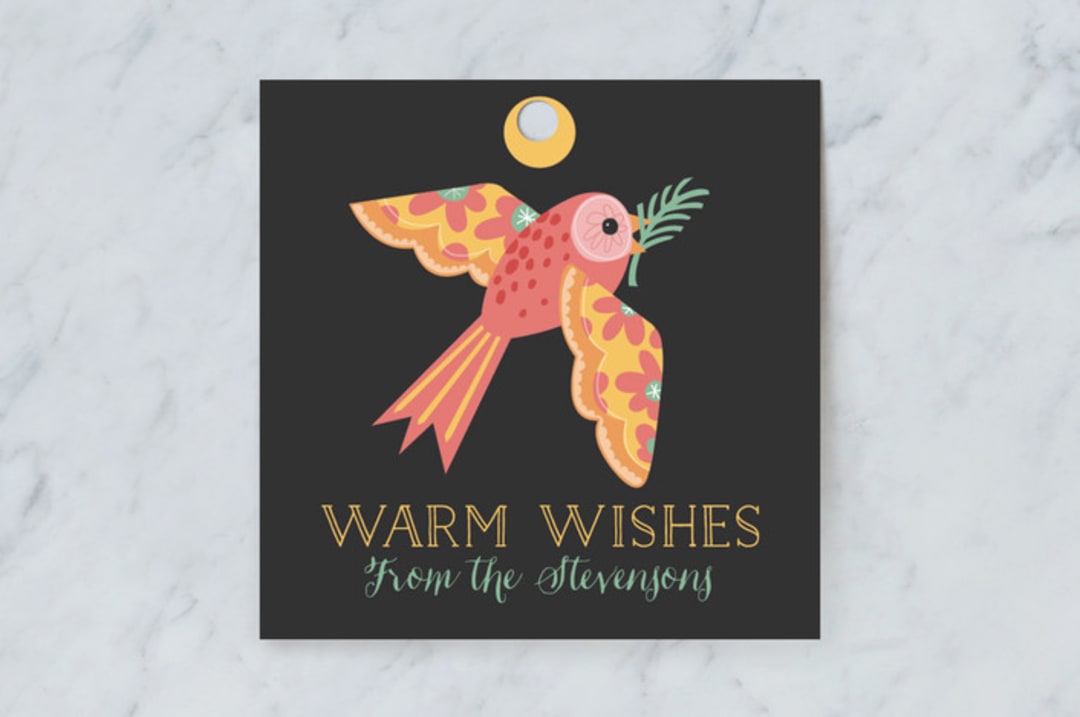 "Birds and Baubles" - Gift Tags in Pumpkin by Danielle Hartgers - Front